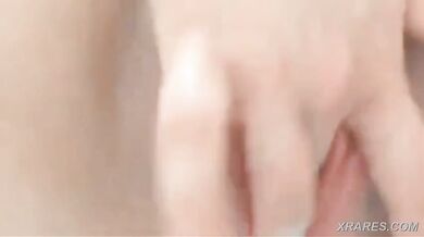 She fingers her smooth tight pussy
