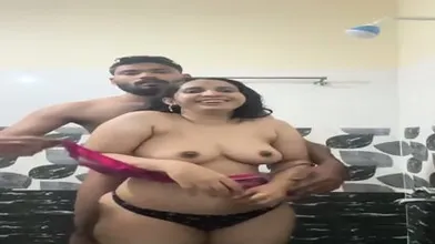 Indian Housewife Enjoying Shower