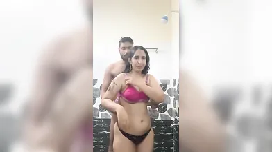 Indian Housewife Enjoying Shower