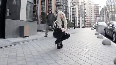 Blonde exciting outdoor masturbation