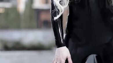 Blonde exciting outdoor masturbation