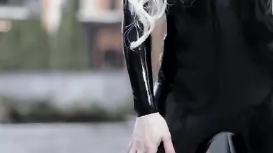 Blonde exciting outdoor masturbation