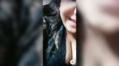 wife in Bra & Penty Showing Under Boobs and Dancing to Tease Live