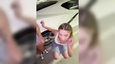 Two White Chicks Sucks & Fucks BBC At A Parking Lot