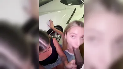 Two White Chicks Sucks & Fucks BBC At A Parking Lot