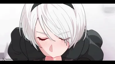 2b give blowjob  -hentai anime