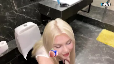 The blond legitimate year lovely dame with phat rump sucked my penis at the corp
