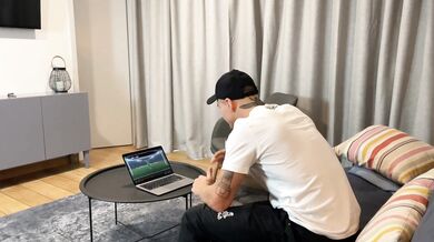 Football victory and blowjobs with cumshots! Real couple's hot doggystyle sex!