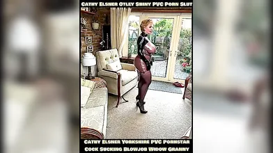 Cathy Cocksucking Shiny PVC Skirt High Heels Otley Pornstar Slut Granny