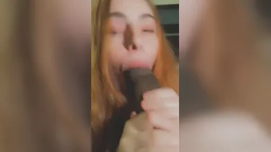 Red-haired Snow White Loves Sucking His Big Black Cock And Gets Rewarded With A Warm Cum On Her Face