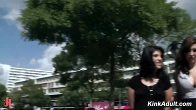 Slave OTK spanked and fucked in public