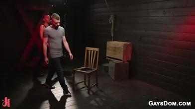 Newcomer gay is bound and suspended