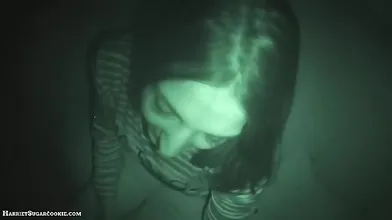 Spanish teen Jimena Lago sucks and fucks in night vision