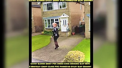 Kinky Cathy Otley Shiny PVC Dress High Heels Slut Granny Pornstar