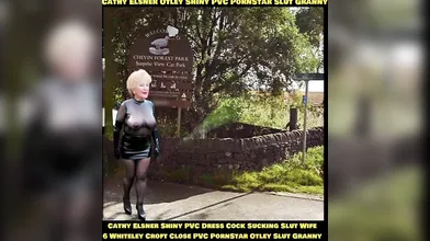 Kinky Cathy Otley Shiny PVC Dress High Heels Slut Granny Pornstar
