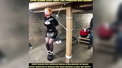 Cathy Shiny PVC Dress High Heels Otley Slut Captured Cellar BallGagged Bondage