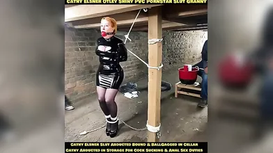 Cathy Shiny PVC Dress High Heels Otley Slut Captured Cellar BallGagged Bondage