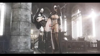 Futa Nuns Fuck in the Church  -hentai anime