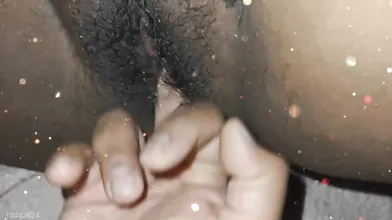 Tamil wife hubby fingering pussy with cum