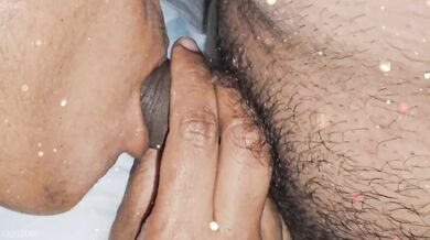 Tamil Wife hubby swallowing his own cum from boobs