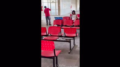Wife Teasing Janitor