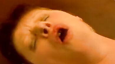 Lusty grandma gets all wet while having her creamy slit slammed