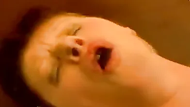 Lusty grandma gets all wet while having her creamy slit slammed