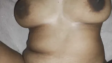Tamil Wife hubby swallowing own cum from boobs