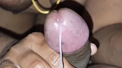 Tamil Wife hubby swallowing own cum from boobs