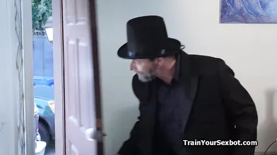 Playing with Halloween android helpers tight butt hole