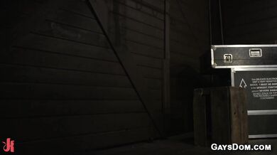Gay slave bound and edged in threesome
