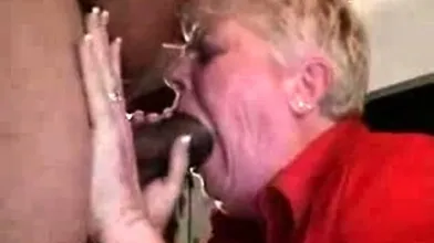 Hot and slutty granny fucks young big cock