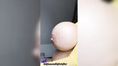 Brunette and her toys have close up masturbation sex