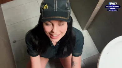 Eva Soda's extraordinary public hump in a muddy toilet with aMcDonald's worker.