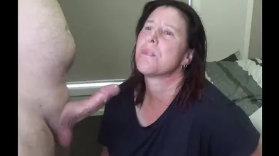 Milf Surprised by Premature Ejaculation During Blowjob