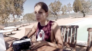 Brunette Flashing Her Titties And Pussy Outdoors In Public