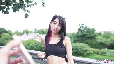 GERMAN SCOUT - Petite Latina Teen Lunita Galactica Pick Up for no Condom Casting Fuck