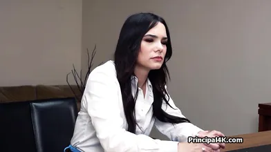 Cougar in black stockings bends over and gets fucked by principal