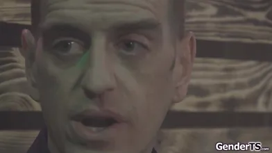 Shemale stepsister cums while being anal banged in the club