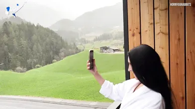 Step mom stuck on balcony, fucked and came in her mouth - greatest XXX!