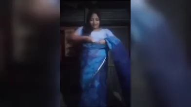 Gouthami reddy manthena removing blue saree & showing bra with hot milky boobs