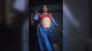 Gouthami reddy manthena removing blue saree & showing bra with hot milky boobs