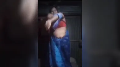 Gouthami reddy manthena removing blue saree & showing bra with hot milky boobs