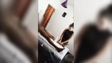 Beutiful Girl Giving Massage To Client And Getting Boobs Pressed Fingering In Pussy