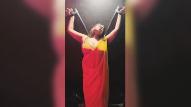 Oasi Das Model Teasing In Orange Saree