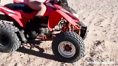 Random dude fucks flashing ATV rider thickums flawless pussy