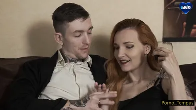 Wow, a red-haired Russian nymph giving a red-hot DT while her jaw-dropping milf