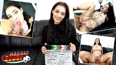 GERMAN SCOUT - Pink Bush saggy Tits Girl Alexa Throat Pick Up for Casting Fuck
