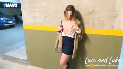 Hottest couple in garage, real public sex! - Amazing xxx blowjob.