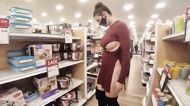 AmWednesday - pantyless in shop